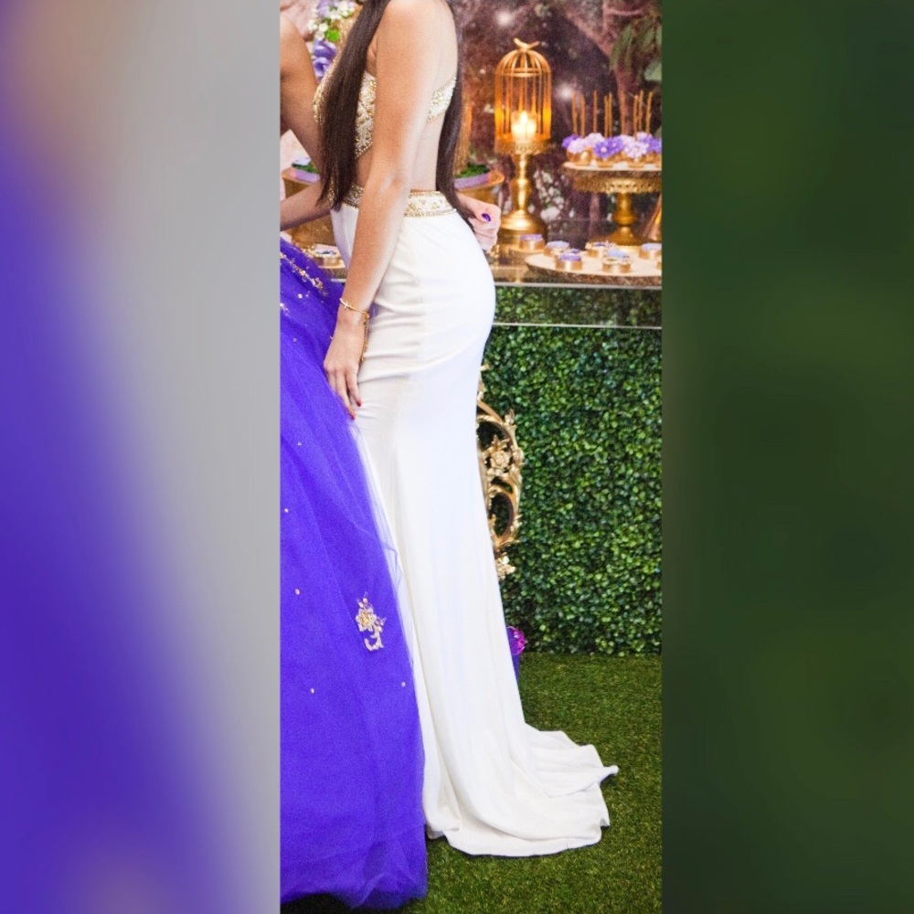 White long dress with gold